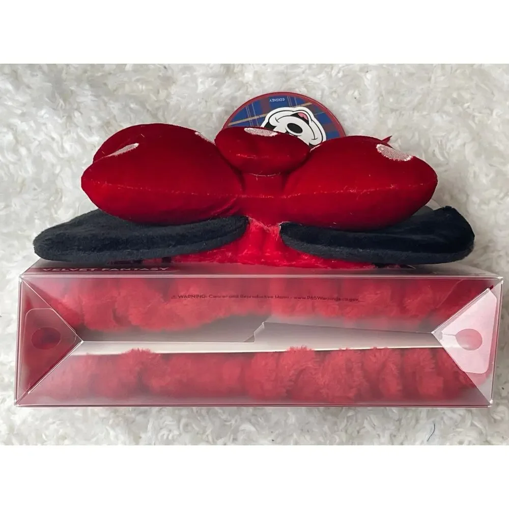 The Creme Shop Minnie Mouse 3D Teddy Spa Headband Plushie Bow Hairband Red Black